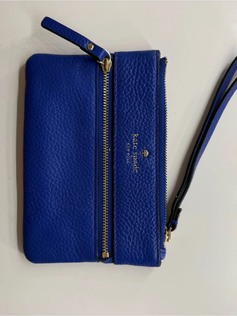 kate spade Royal Blue Pebbled Leather Zip Wristlet
